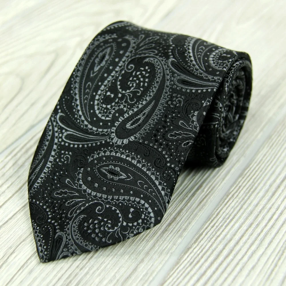 Donald J Trump Signature Collection Mens Neck Tie Black Silver Gold Paisley 60